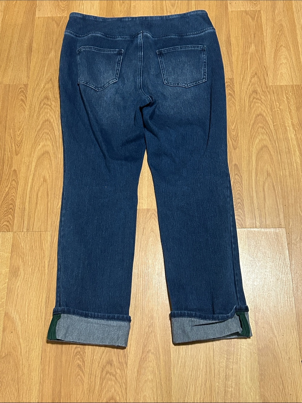 Belle by Kim Gravel Dark Blue Rolled Cuff  Pull On Boyfriend Jeans Size 14 - Picture 5 of 7